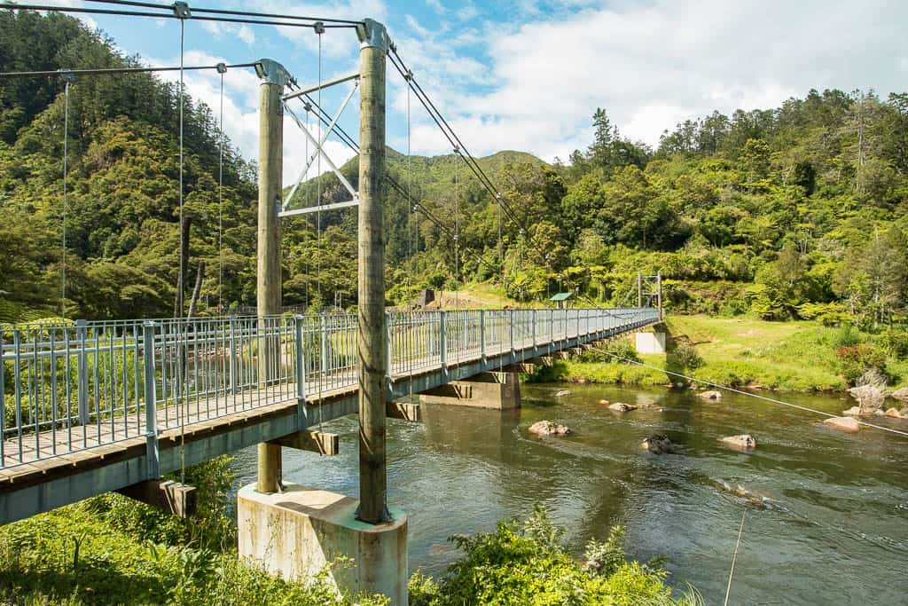 Karangahake Gorge Historic Walkway main bridge over Ohinemuri River.