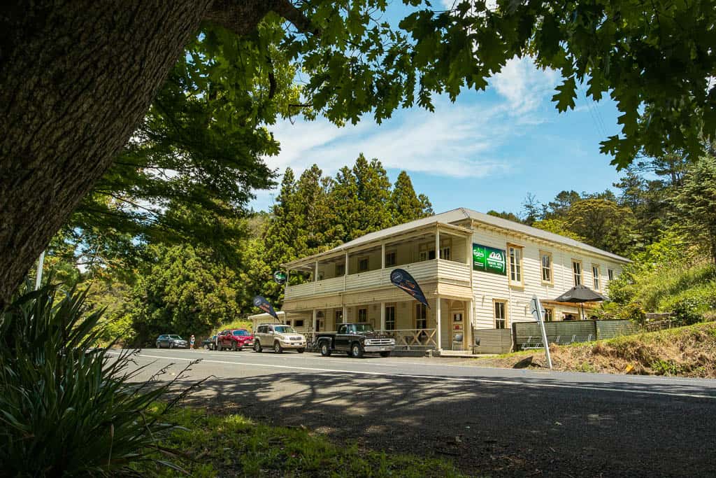 Waikino Hotel from the Waikino Memorial Bridge.