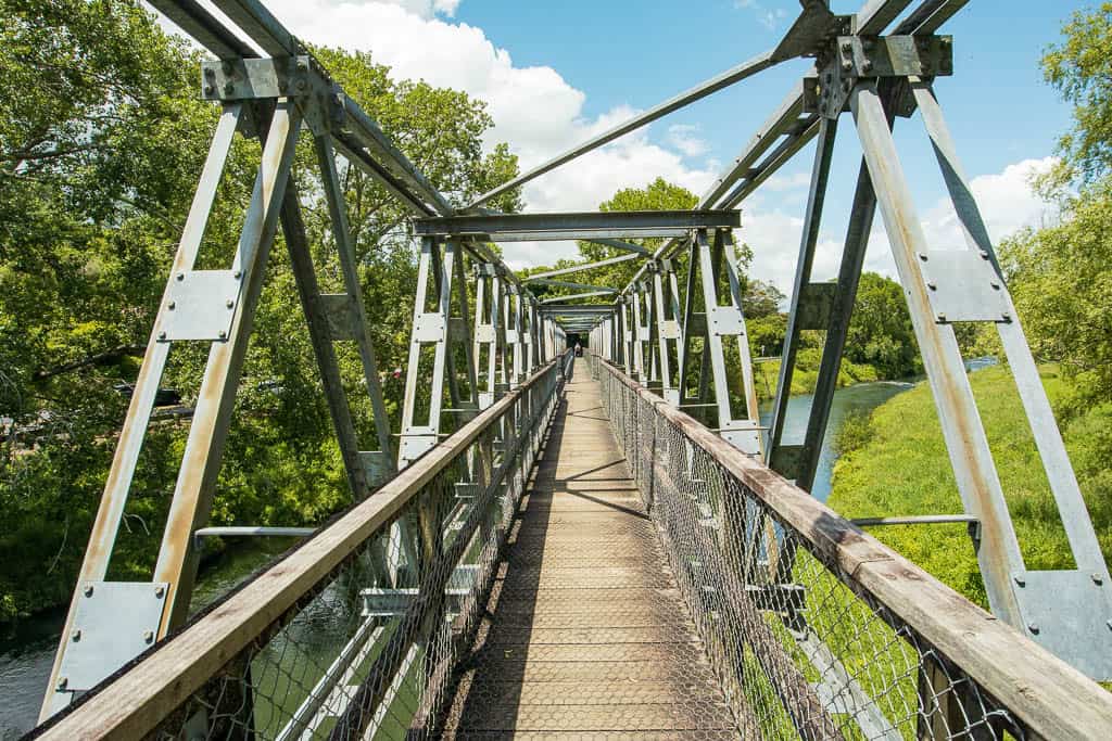 The final bridge over the Karangahake Gorge river.