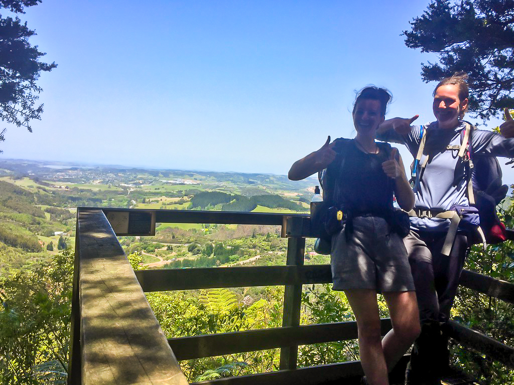 Michelle & Julia at Dome Forest Track Viewpoint - Te Araroa