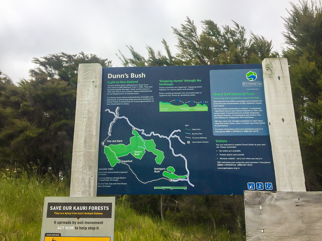 Dunns Bush Track Start Sign - Te Araroa