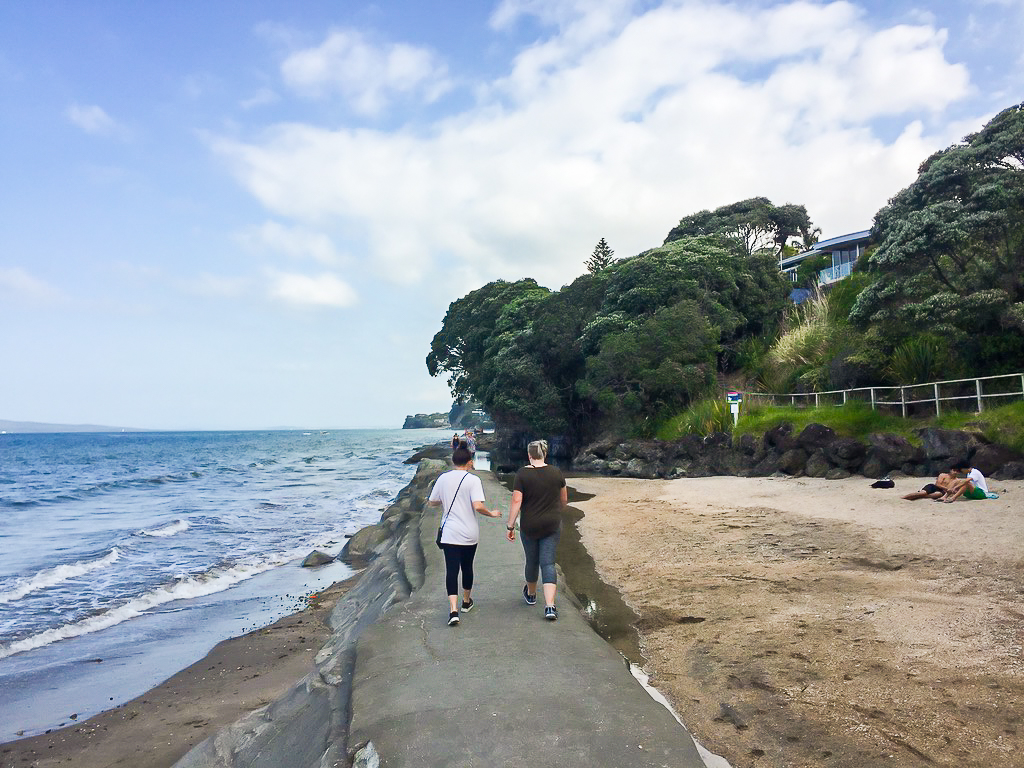 Walking the Manmade Causeway towards Takapuna - Te Araroa