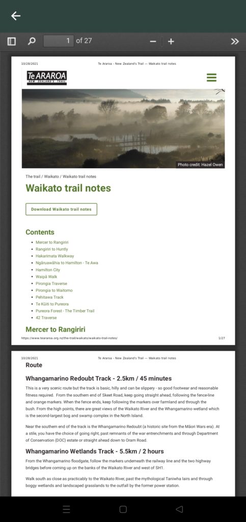 te araroa navigation trail app notes