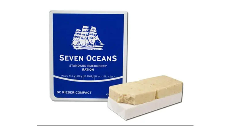 Add to your hiking backpack essentials list these Seven Oceans standard emergency rations.