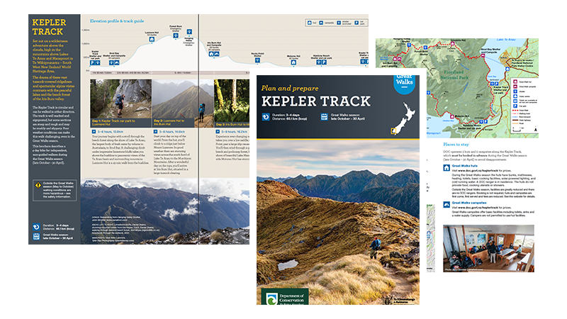 An example of a track information brochure for the Kepler Track from the Department of Conservation website.