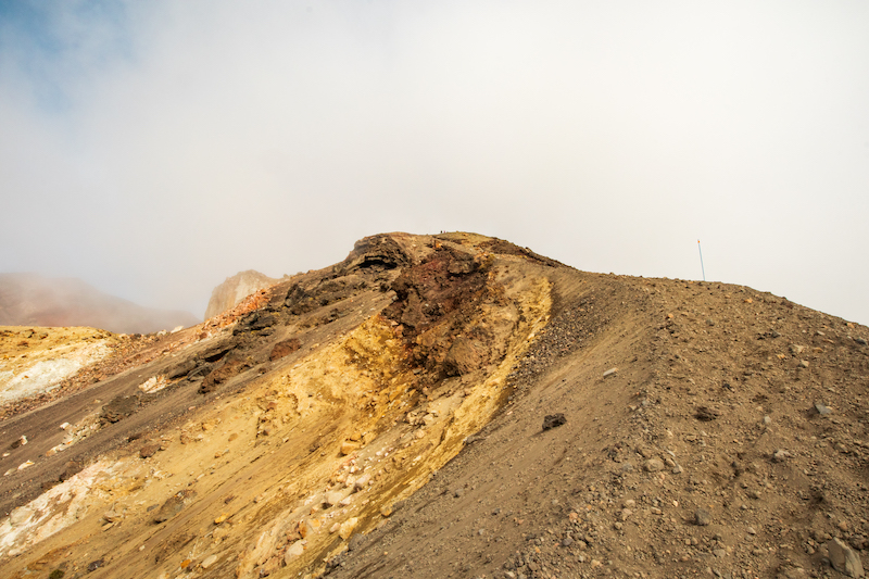 scree slope at red crater - tongariro hiking trail